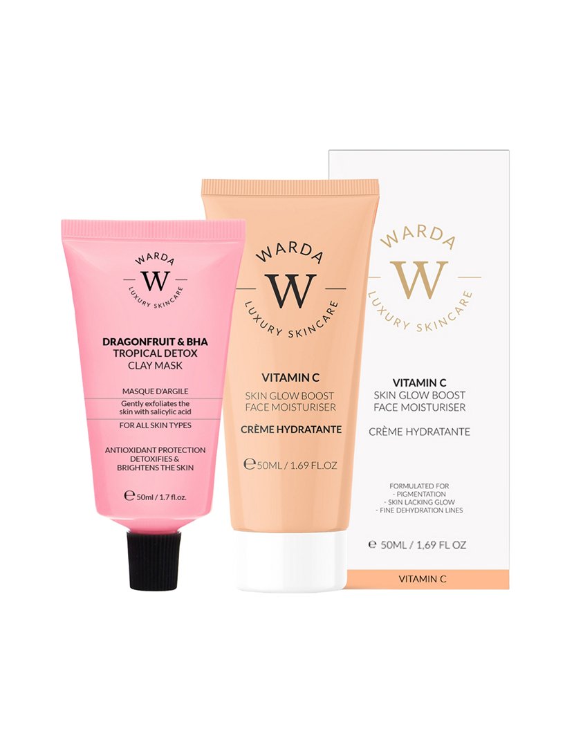 Hidratante Facial Vitamina C 50ml + Máscara de Argila Detox Tropical Pitaya e BHA 50ml