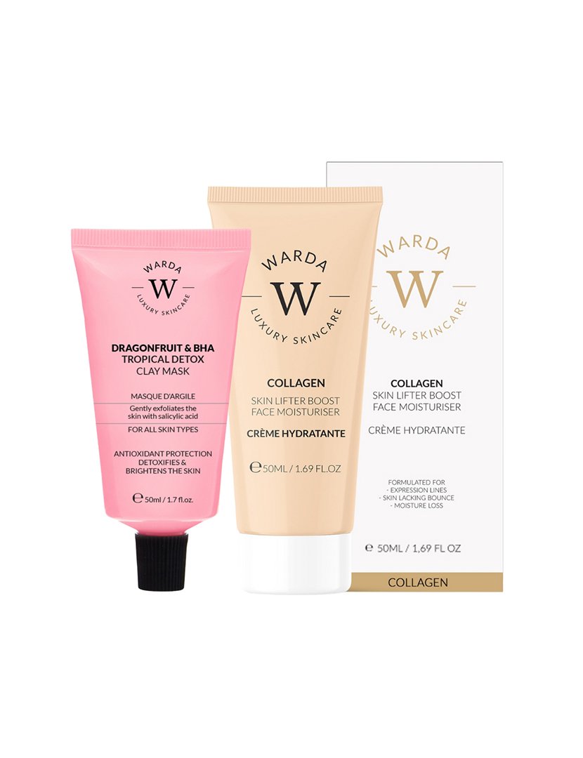 Hidratante Facial Lifting Colágeno 50ml + Máscara de Argila Detox Tropical Pitaya e BHA 50ml