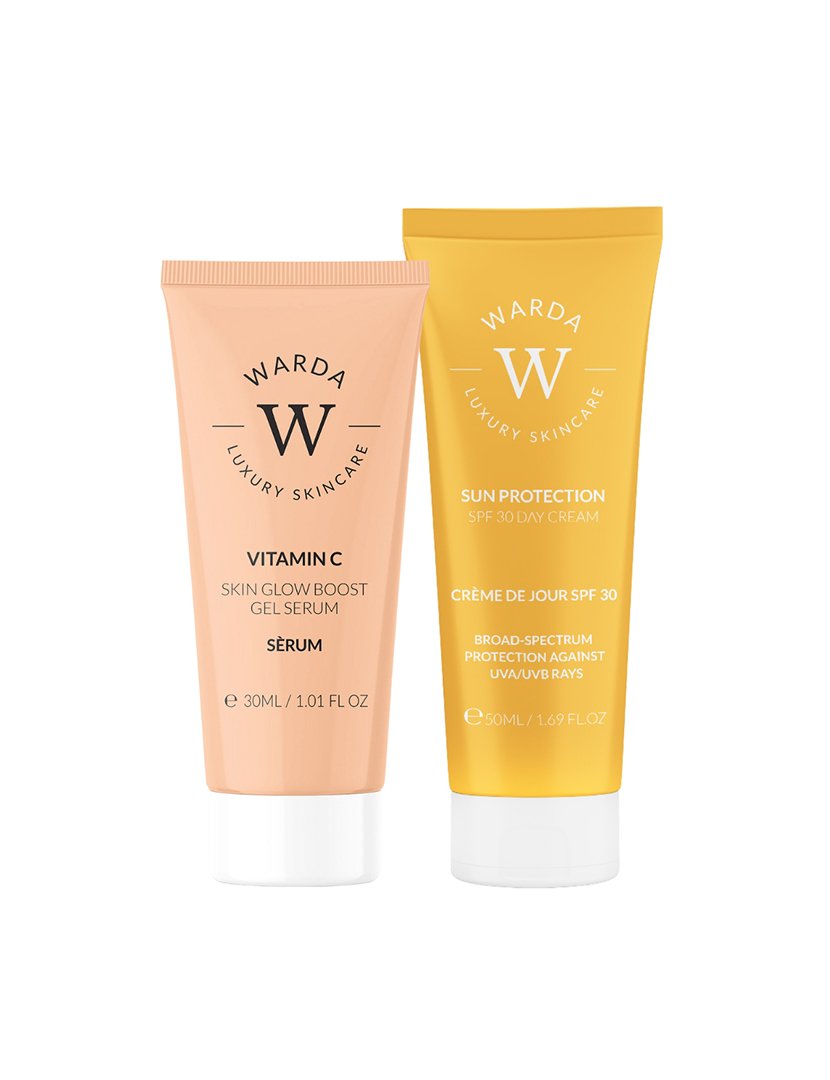 Sérum em gel vitamina C revitalizar a pele 30ml + creme de dia proteção solar FPS 30 50ml