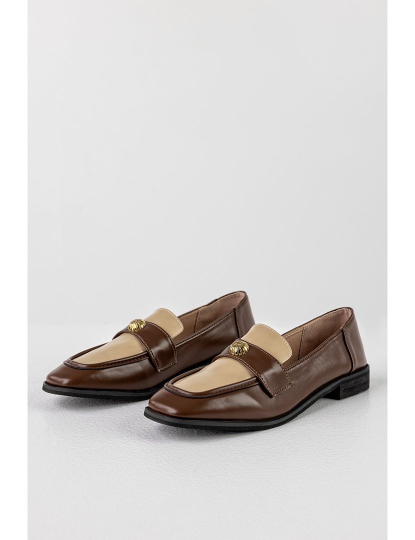 Mocassins Senhora Castanho e Bege