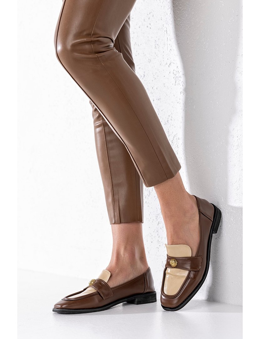 Mocassins Senhora Castanho e Bege