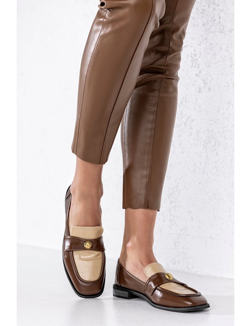 Mocassins Senhora Castanho e Bege