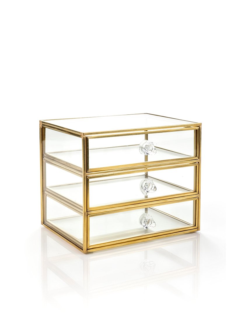 Caixa para Jóias Bremen Transparente e Dourado