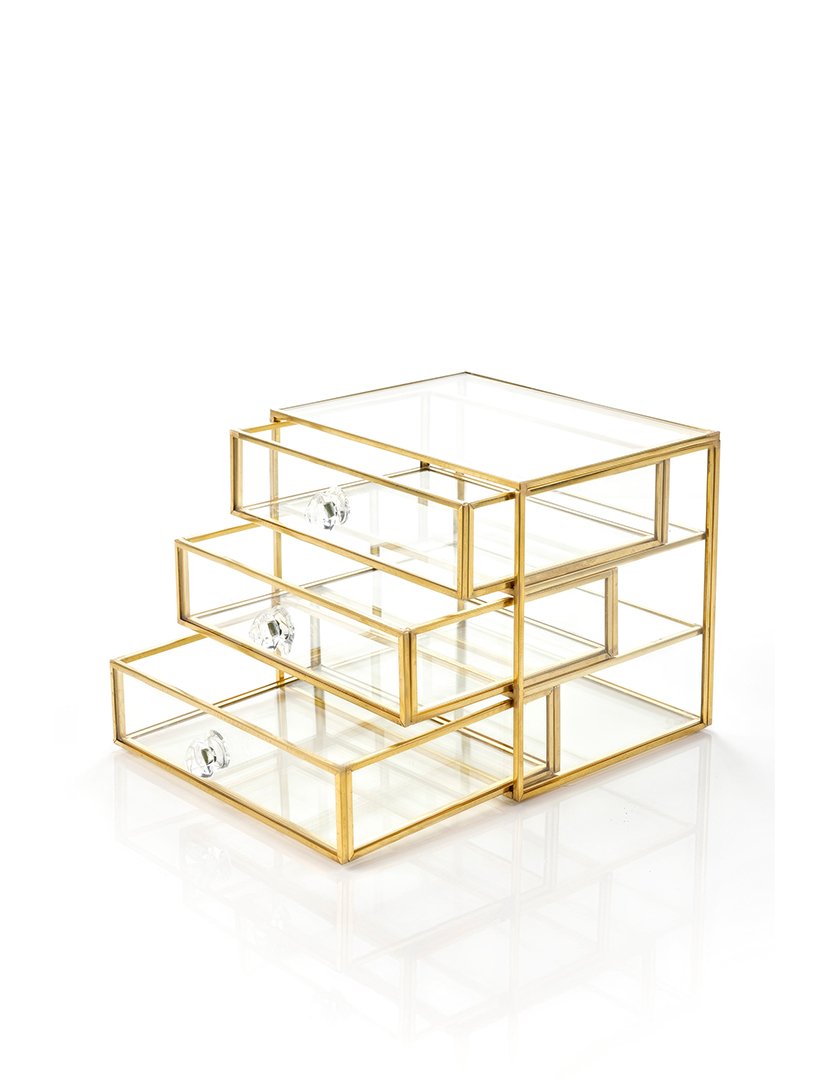 Caixa para Jóias Bremen Transparente e Dourado