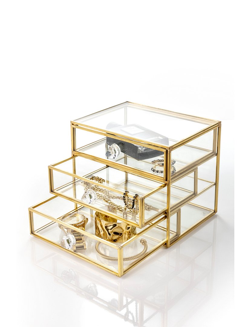 Caixa para Jóias Bremen Transparente e Dourado