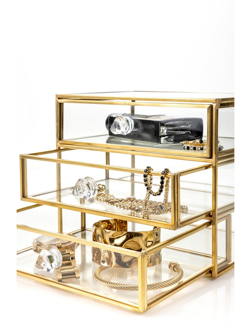 Caixa para Jóias Bremen Transparente e Dourado