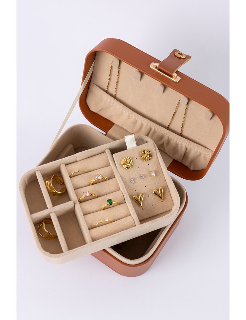 Caixa para Jóias Leather Castanho