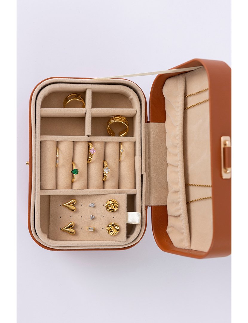 Caixa para Jóias Leather Castanho