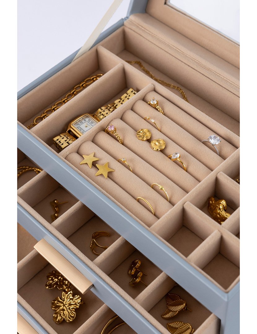 Caixa para Jóias Leather Azul