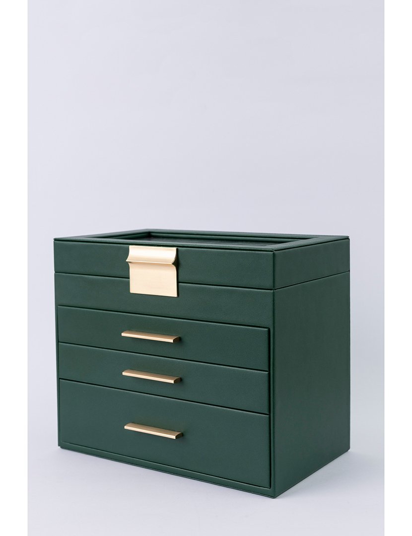 Caixa para Jóias Leather Verde Escuro