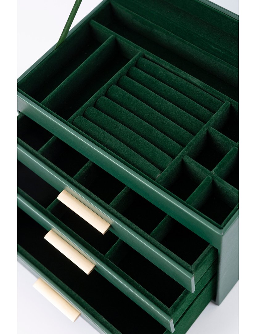 Caixa para Jóias Leather Verde Escuro