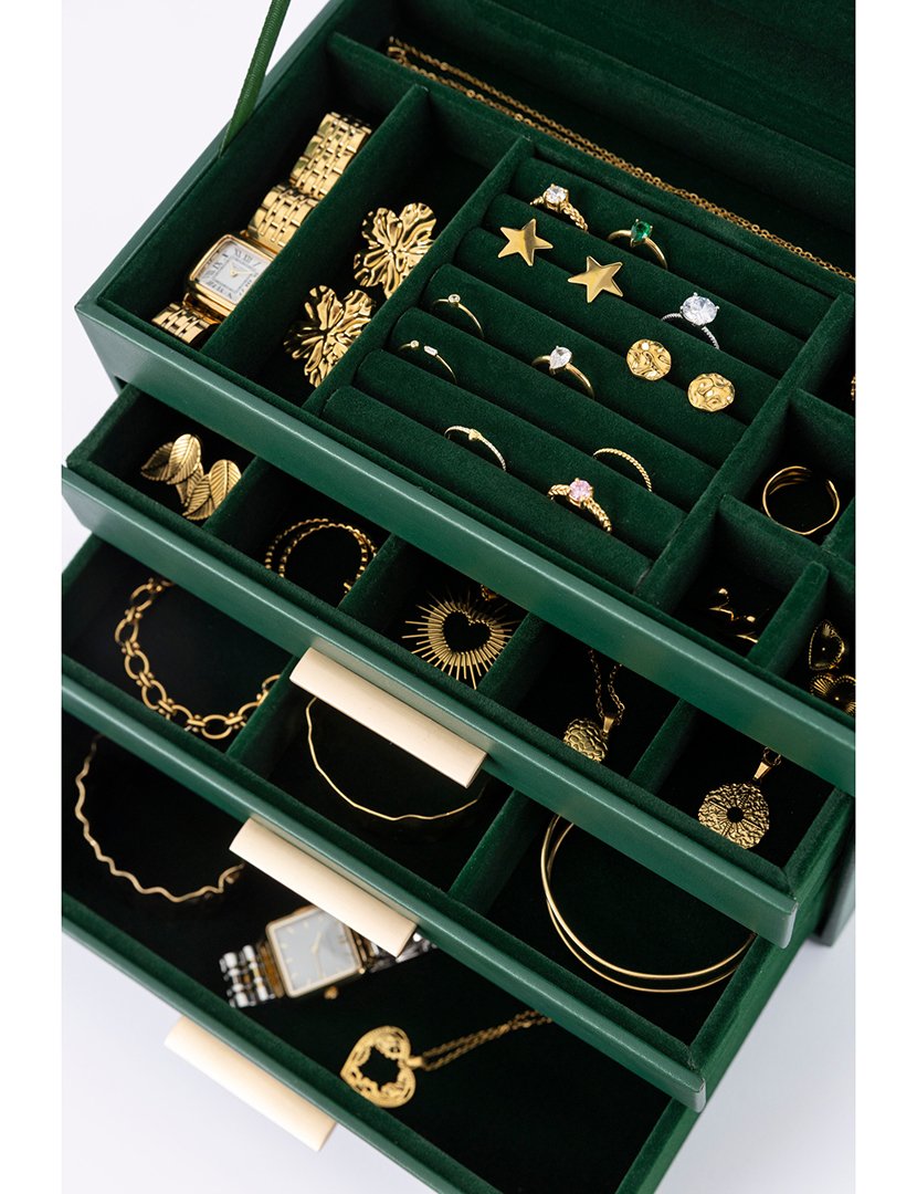 Caixa para Jóias Leather Verde Escuro