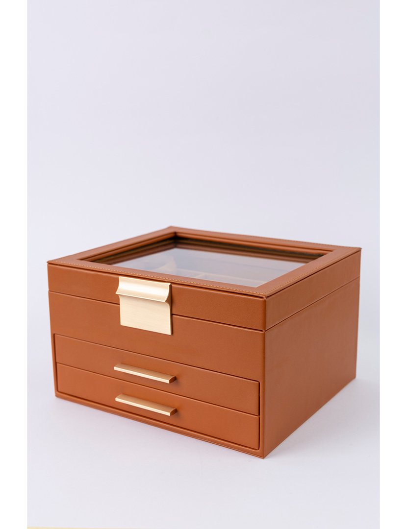Caixa para Jóias Leather Castanho