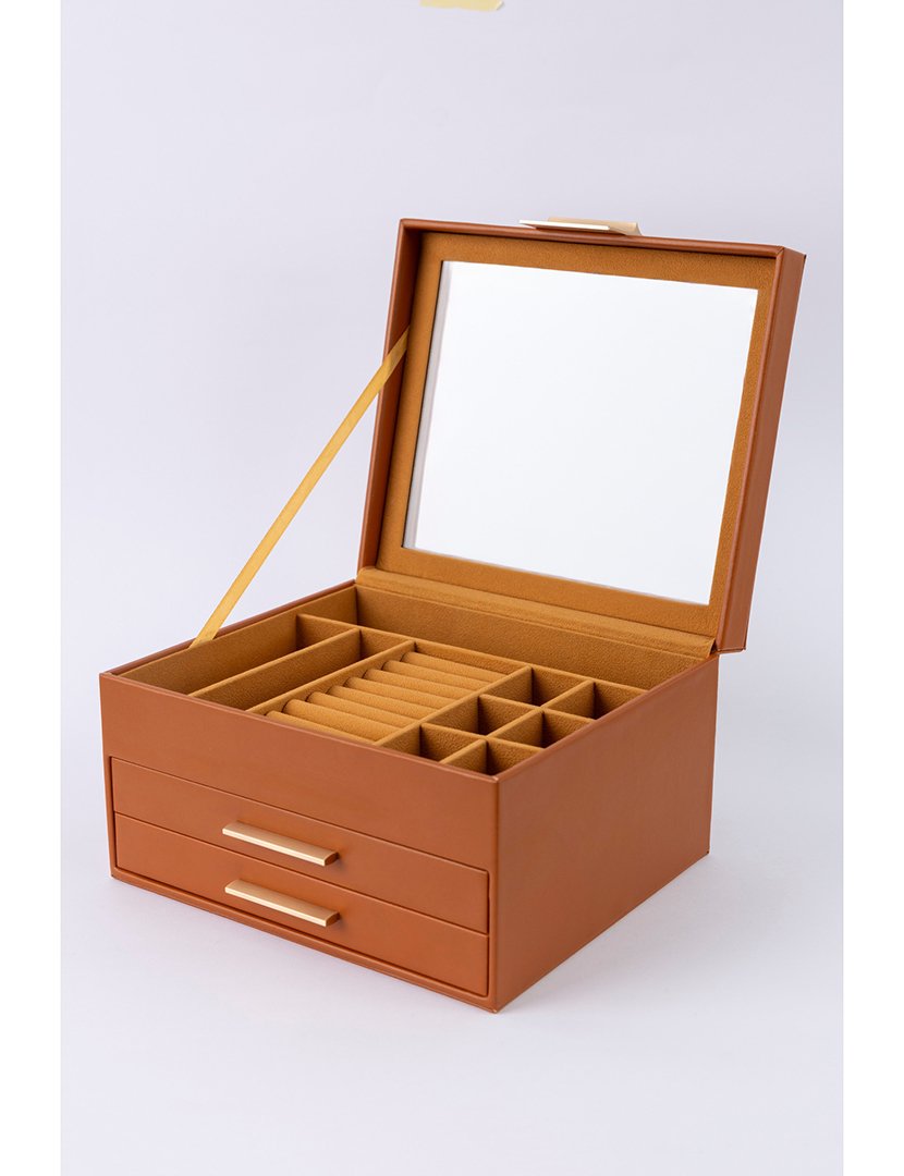 Caixa para Jóias Leather Castanho