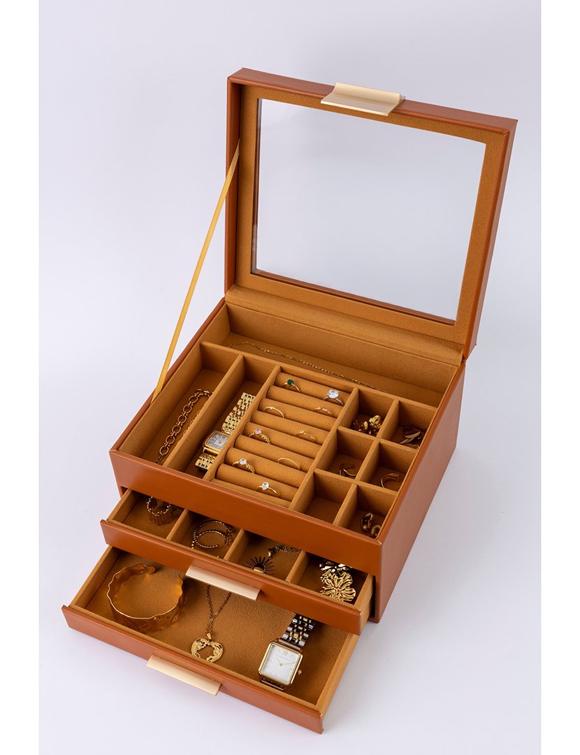 Caixa para Jóias Leather Castanho