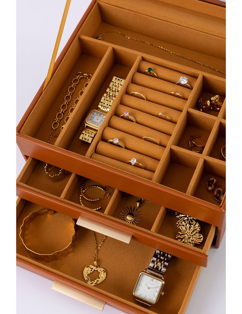 Caixa para Jóias Leather Castanho