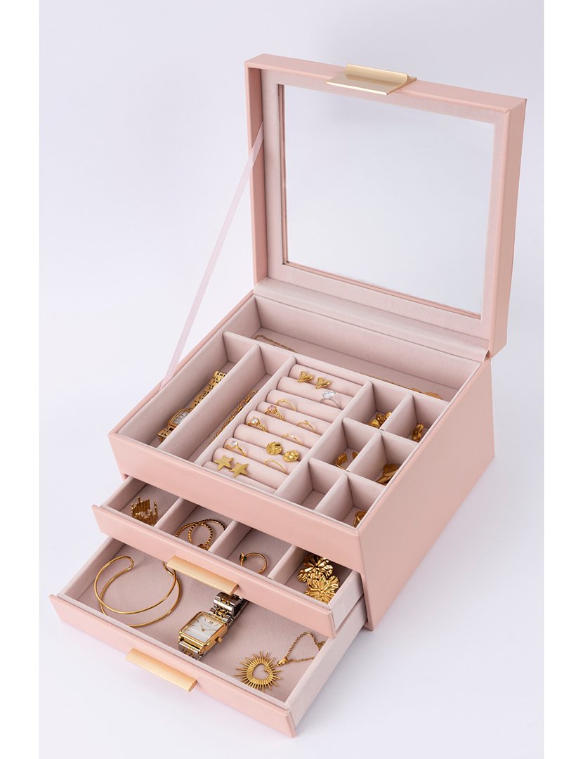 Caixa para Jóias Leather Rosa