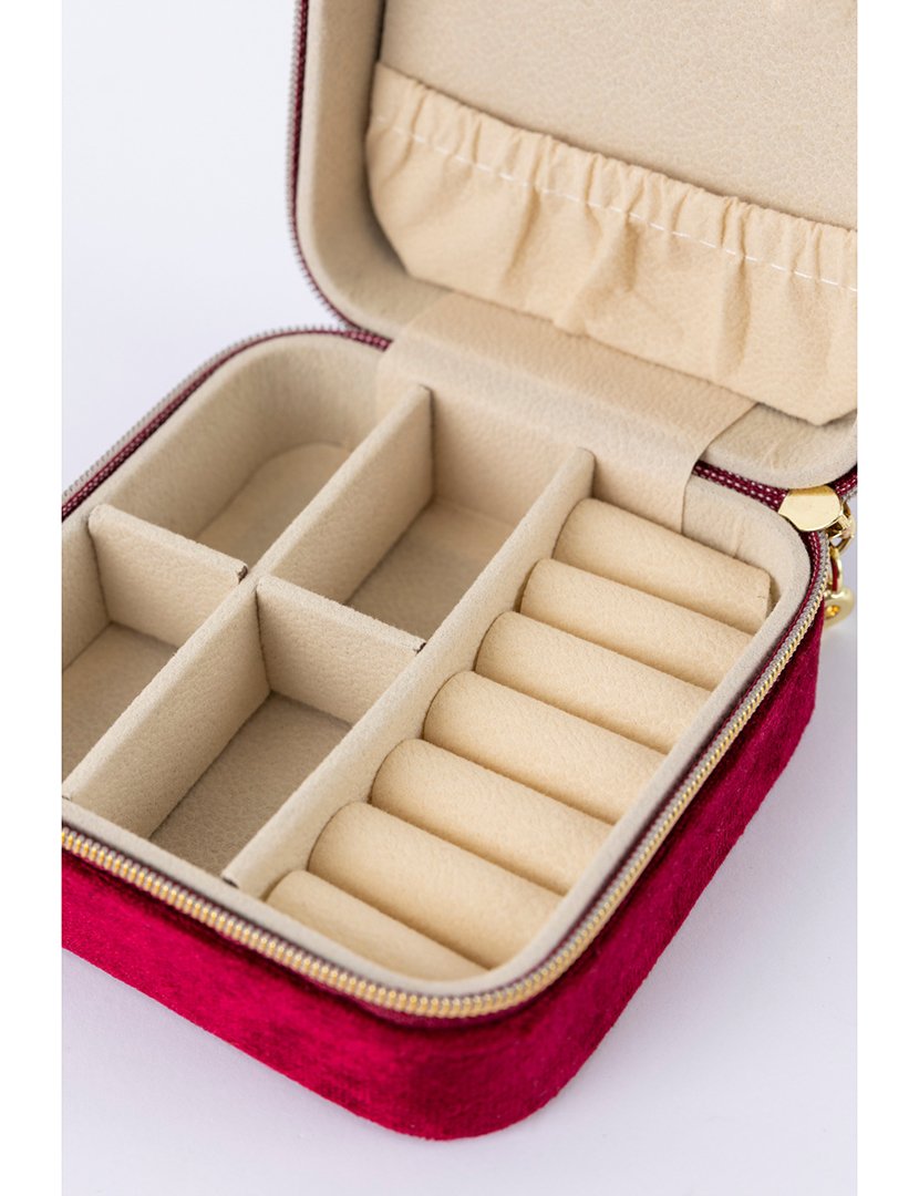 Caixa para Jóias Veludo Bordeaux