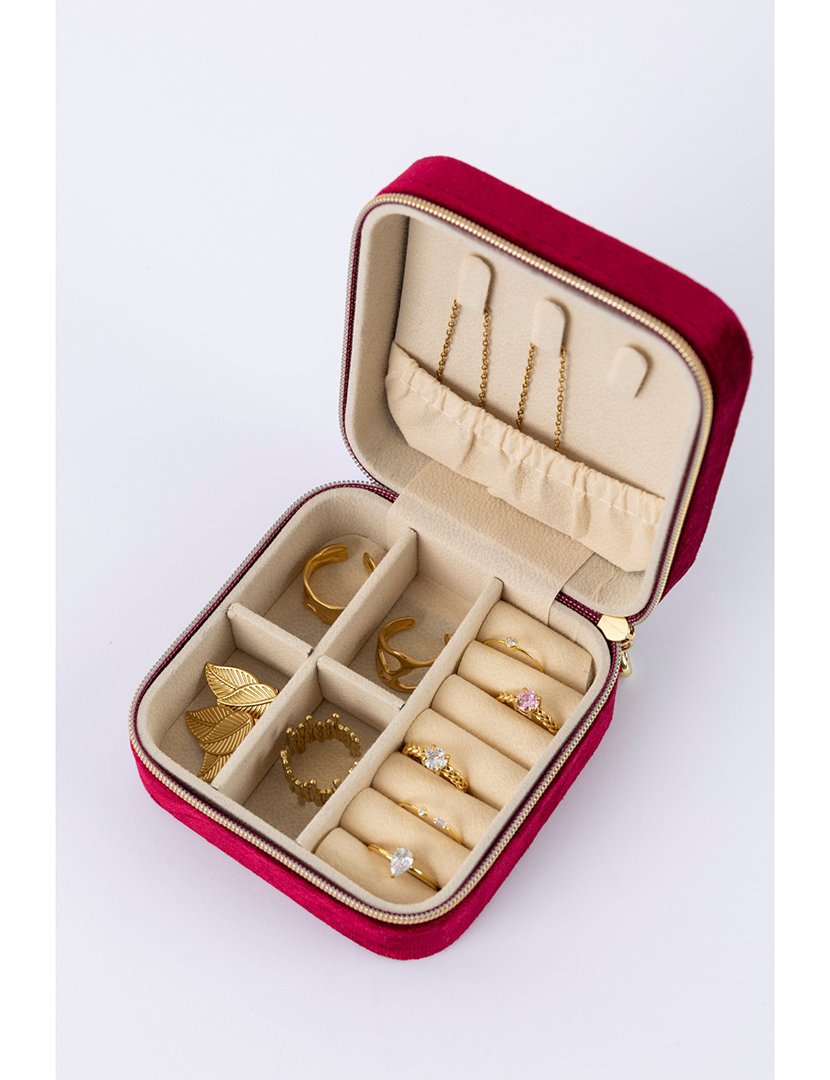 Caixa para Jóias Veludo Bordeaux