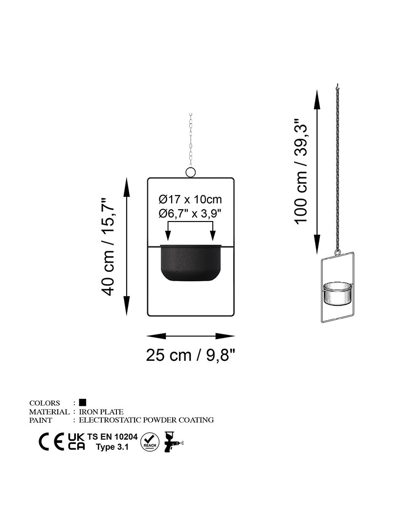 Vaso Decorativo Parapet Preto