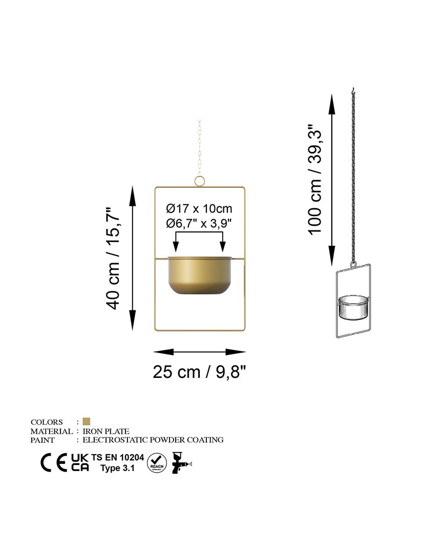 Vaso Decorativo Parapet Dourado