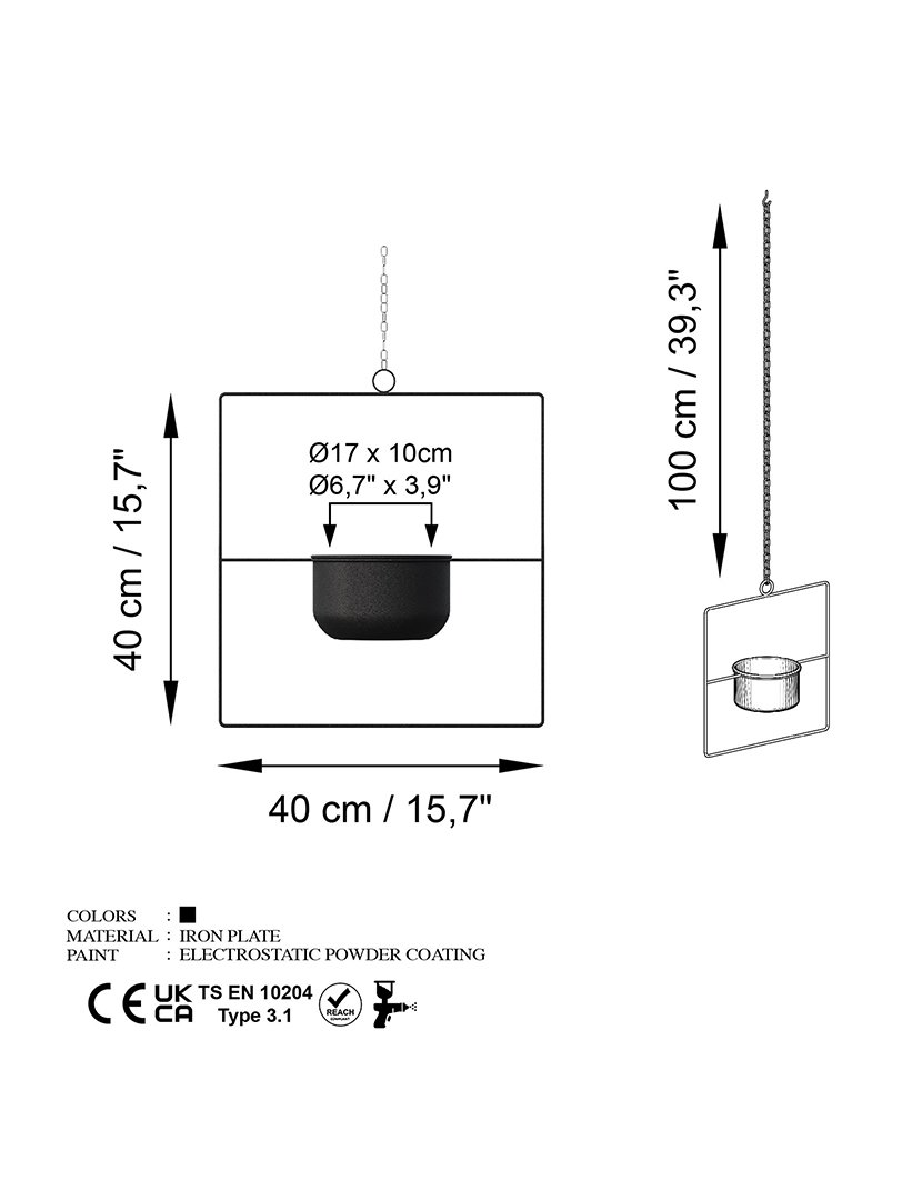 Vaso Decorativo Pandantif Preto