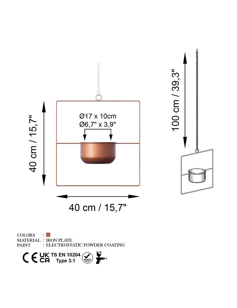 Vaso Decorativo Pandantif Cobre