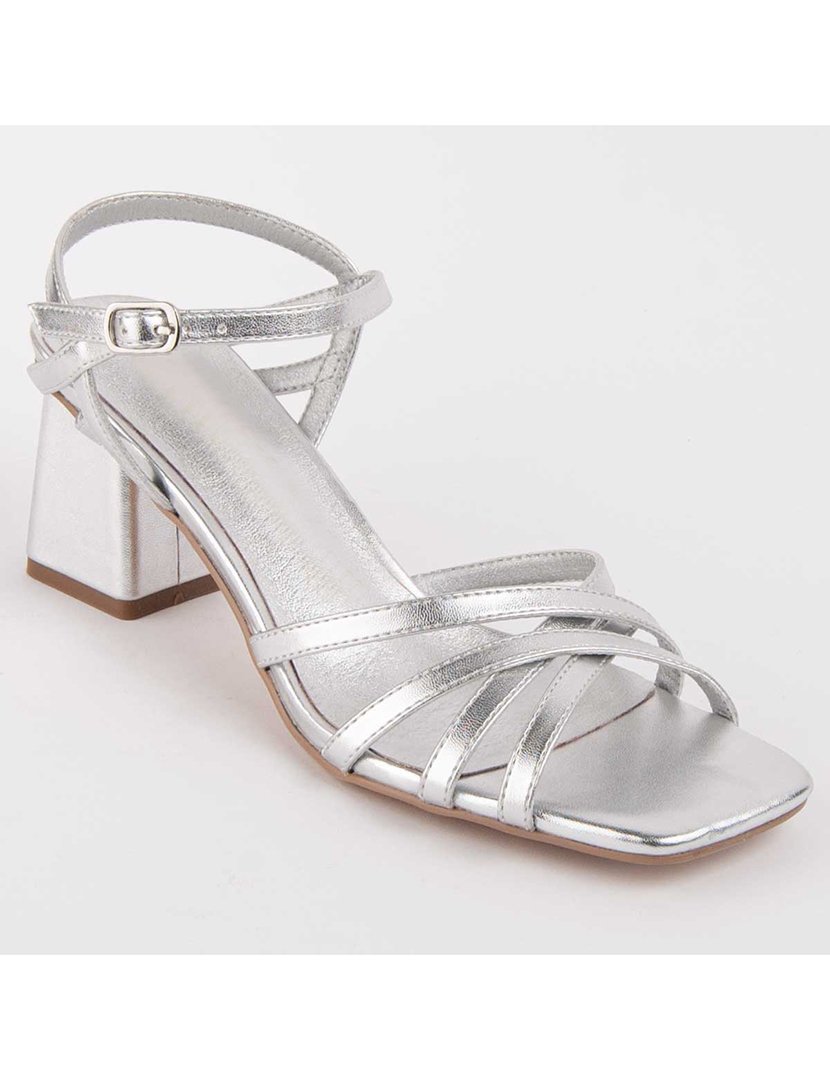 Sandálias com Salto Senhora Prateado