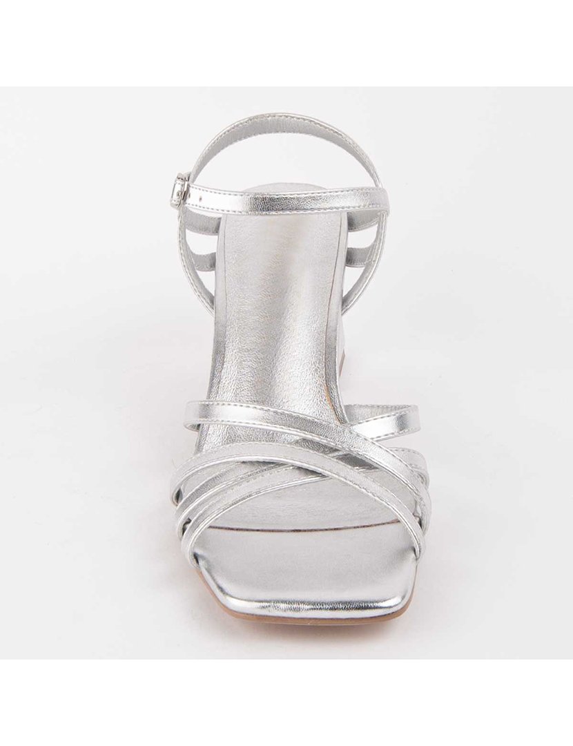 Sandálias com Salto Senhora Prateado