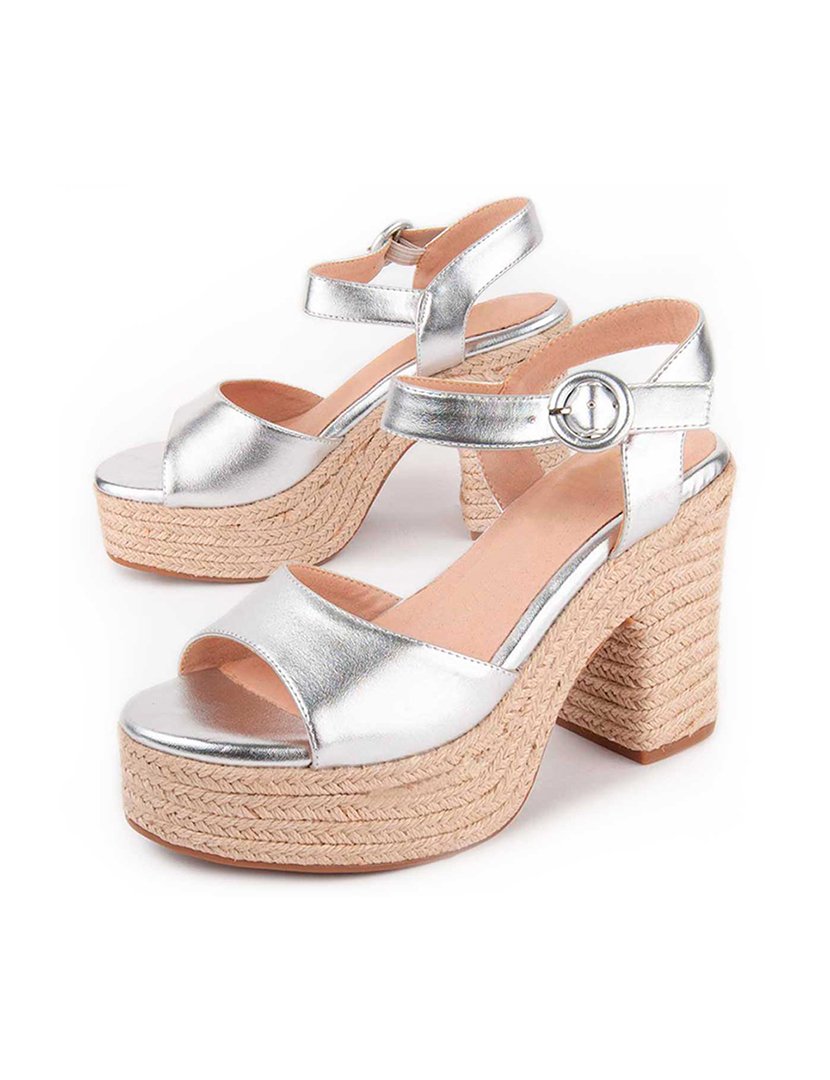 Sandálias com Salto Senhora Prateado