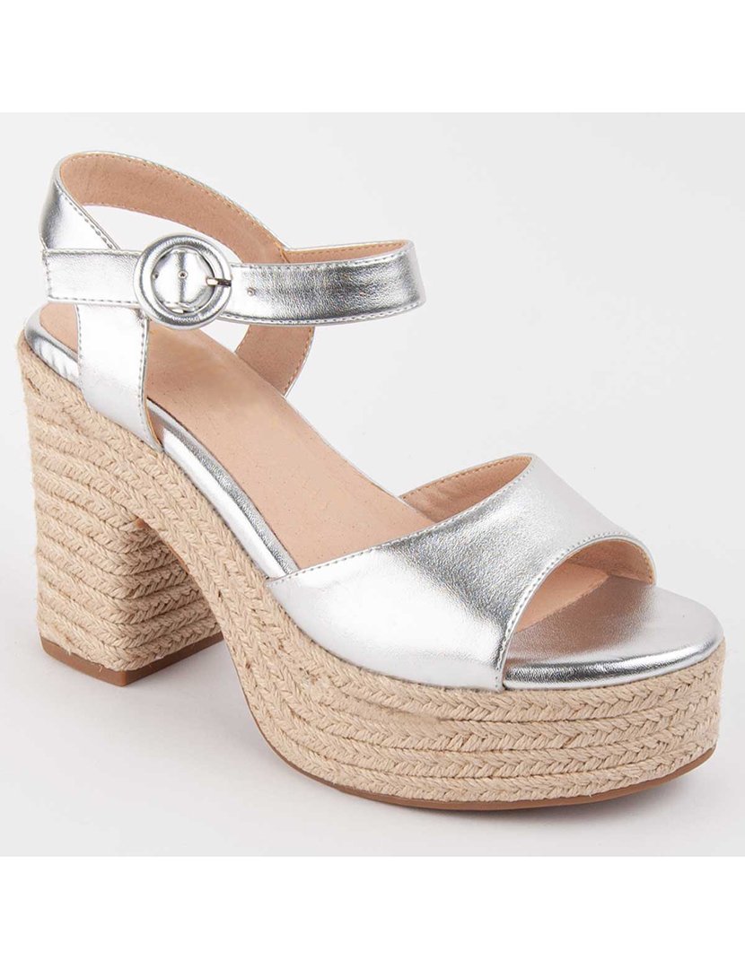 Sandálias com Salto Senhora Prateado