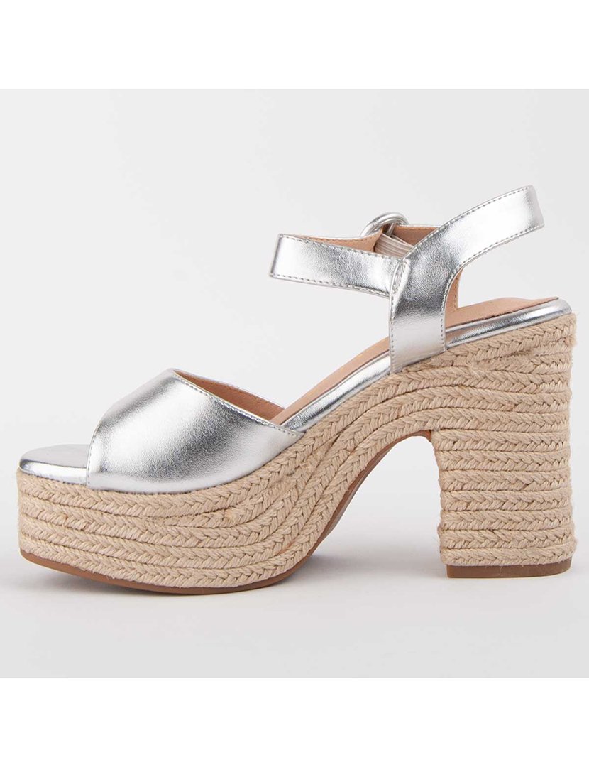 Sandálias com Salto Senhora Prateado