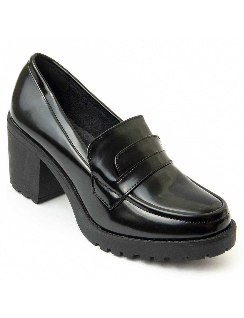 Mocassins com Salto Senhora Preto