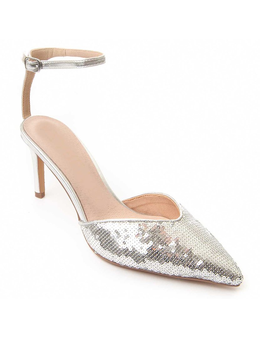 Sapatos com Salto Senhora Prateado