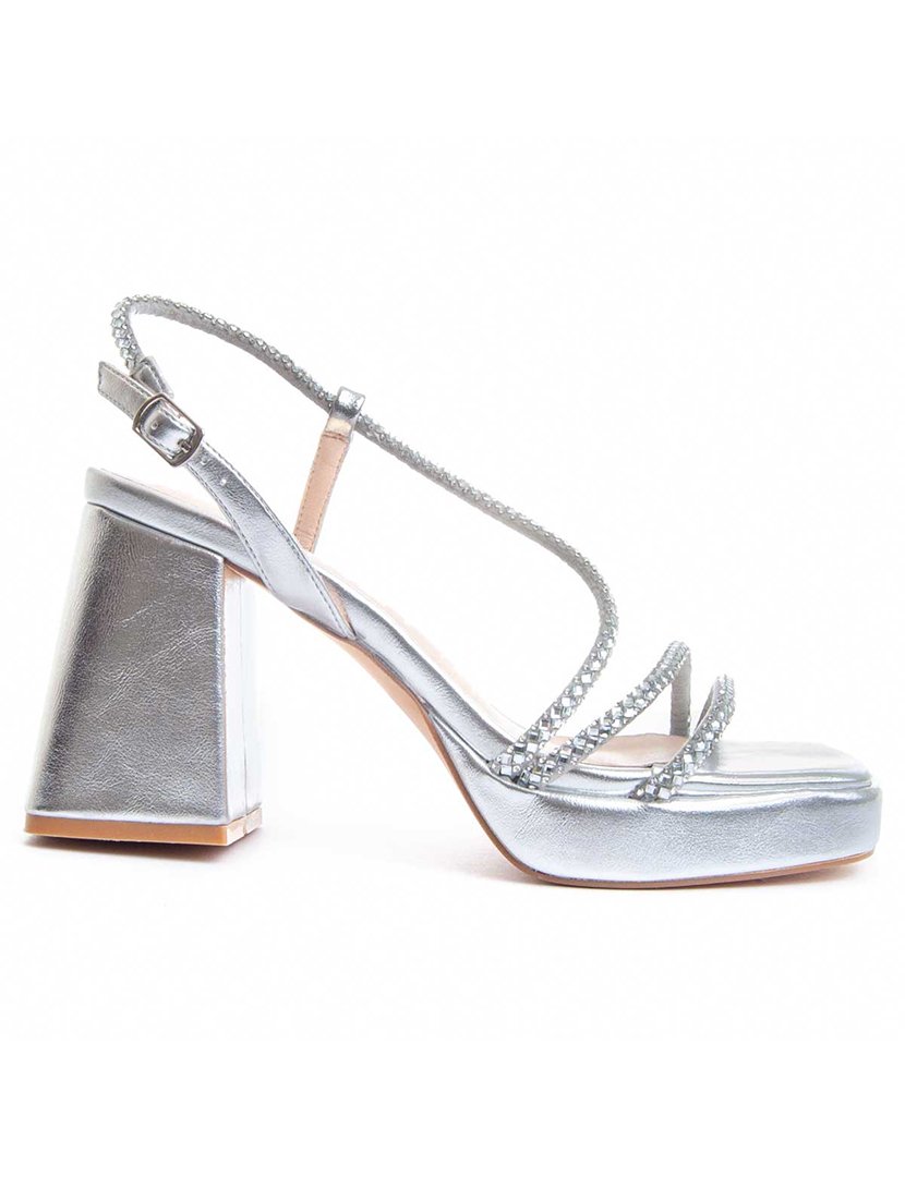 Sandálias com Salto Senhora Prateado