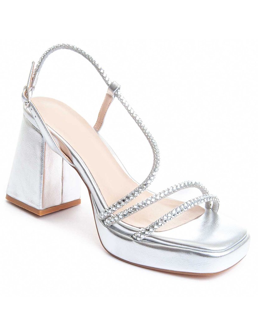 Sandálias com Salto Senhora Prateado