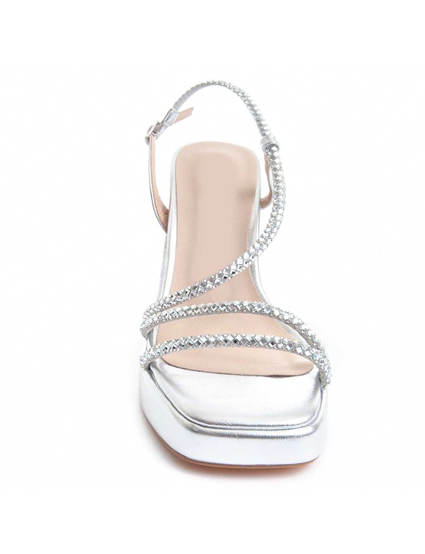 Sandálias com Salto Senhora Prateado