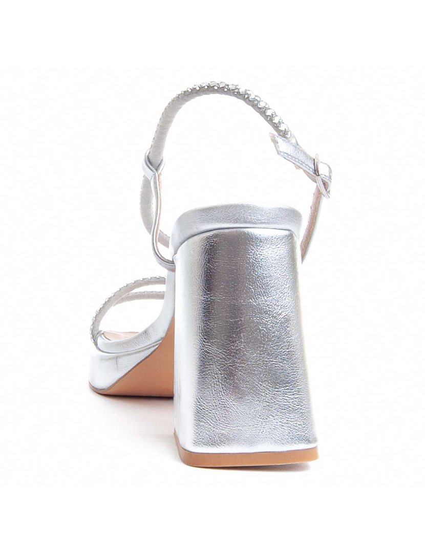 Sandálias com Salto Senhora Prateado