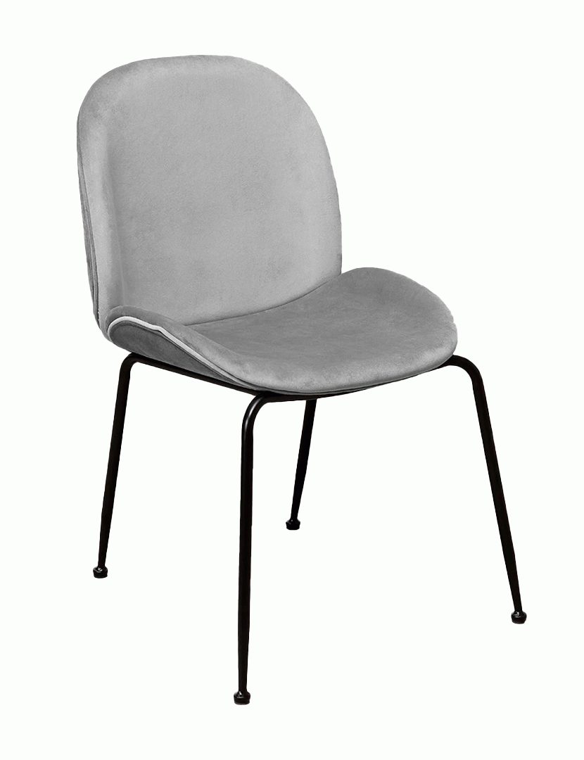Cadeira Modern Veludo Metal Cinza Claro