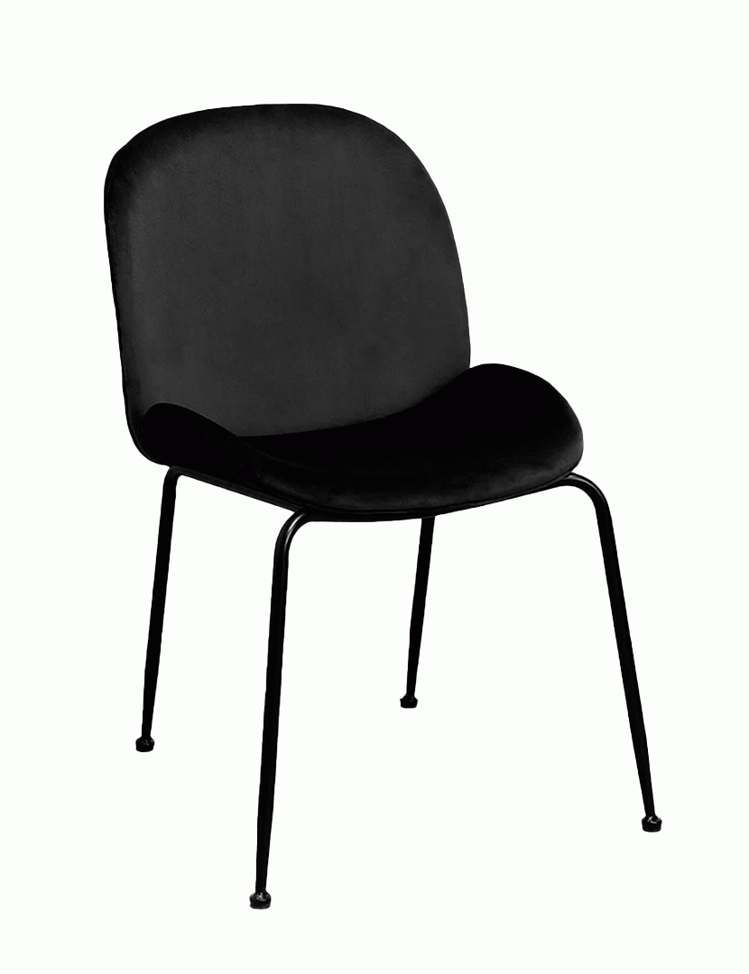 Cadeira Modern Veludo Metal Preta