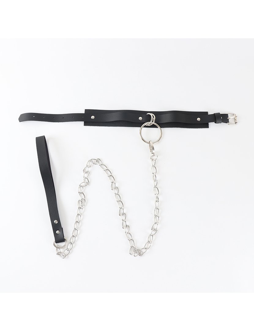 Coleira e Corda Ajustável - Kit BDSM - Preto