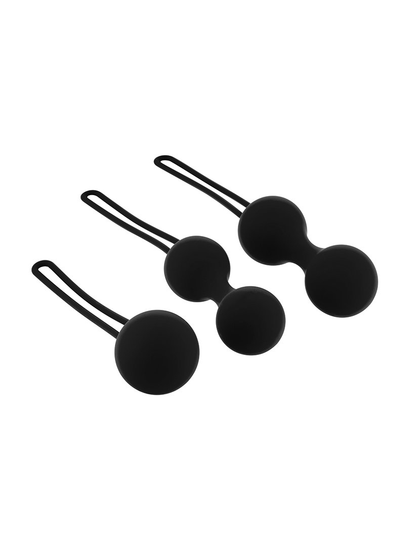 Caixa de 3 brinquedos sexuais: estimulador de clitóris, vibrador wand e bolas de gueixa - Preto e Azul Verde