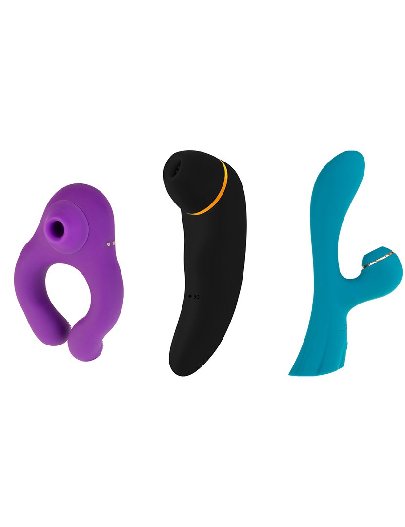 Pack Clitóris: 3 estimuladores de clitóris - Violeta, Preto e Verde Azul