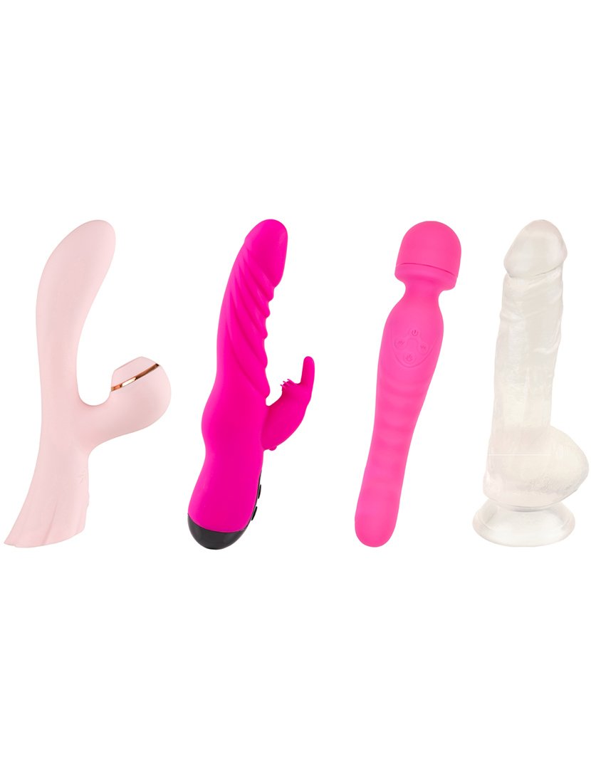 Pack Expert: estimulador de clitóris, vibrador rabbit, vibrador wand e dildo - Rosa