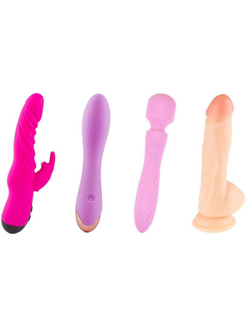 Pack Vaginal: vibrador rabbit, vibrador ponto g, vibrador wand, dildo - Rosa