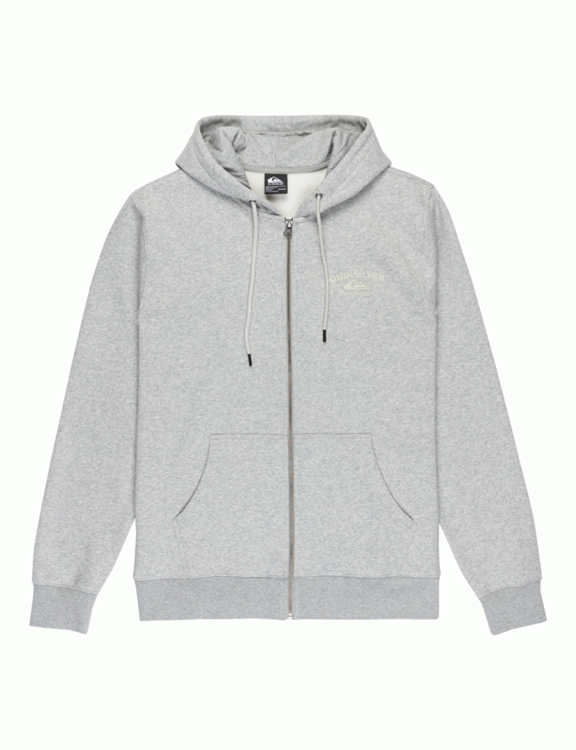 Sweatshirt Zip Hood Chest Logo Cinza