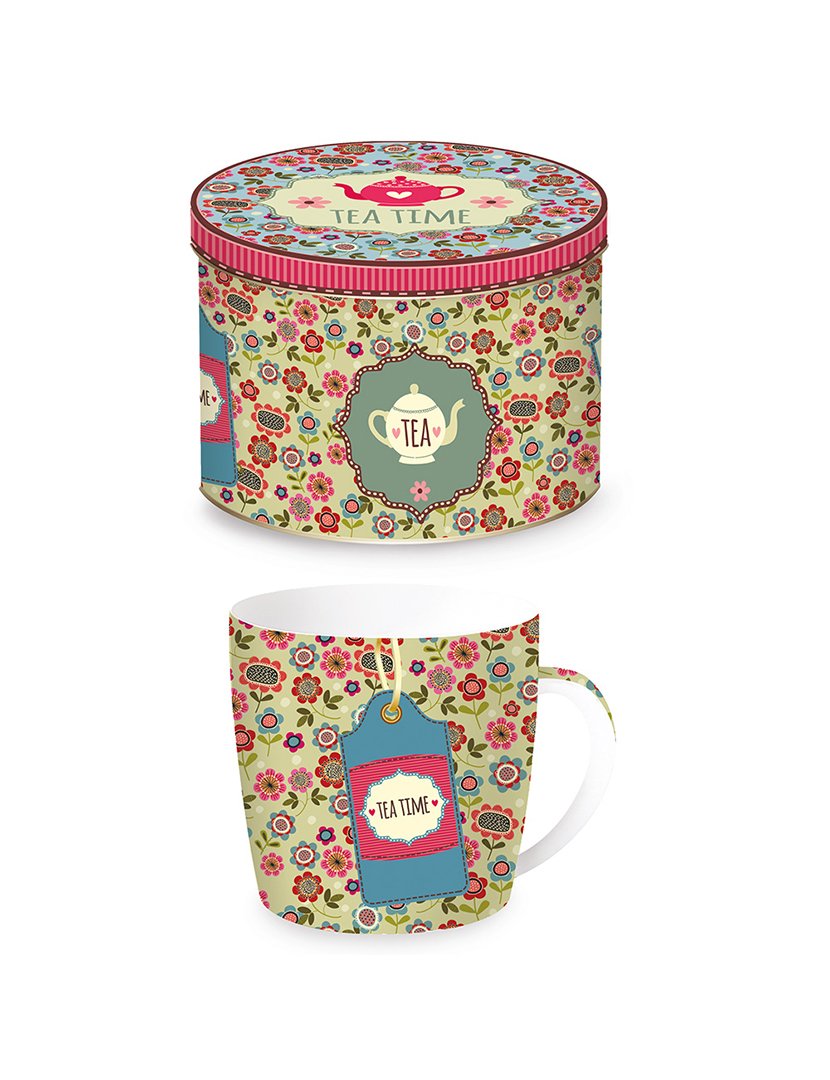 Caneca 350ml Porcelana TEATIME BACKGROUND Verde