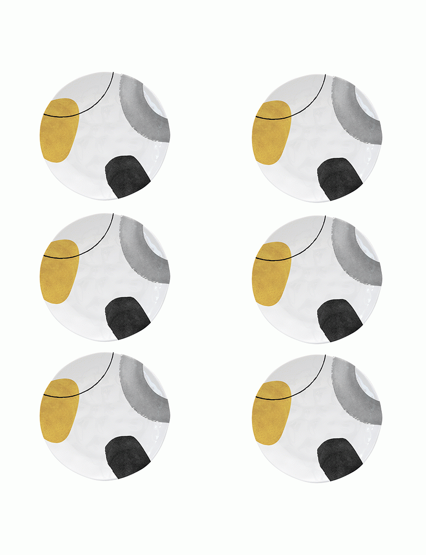 Conjunto de 6 Pratos Rasos Porcelana 21cm ELEMENTS