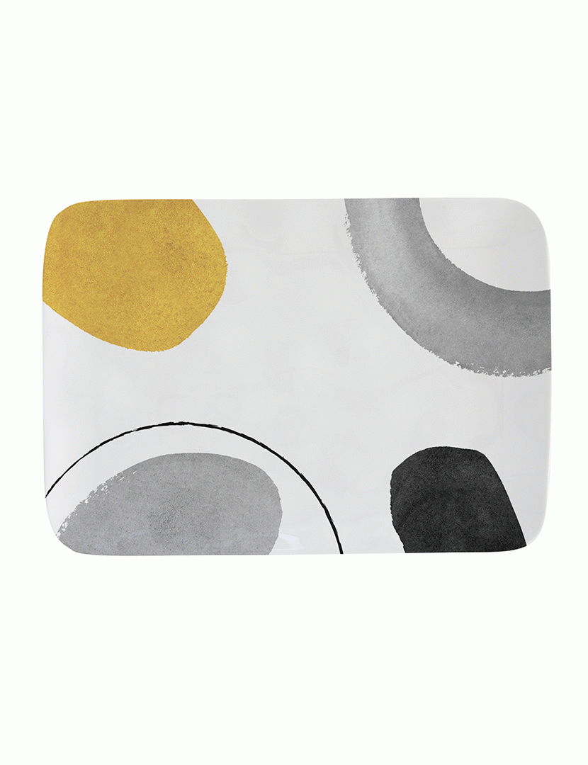 Conjunto de 4 Pratos Retangulares Porcelana 27x19cm ELEMENTS