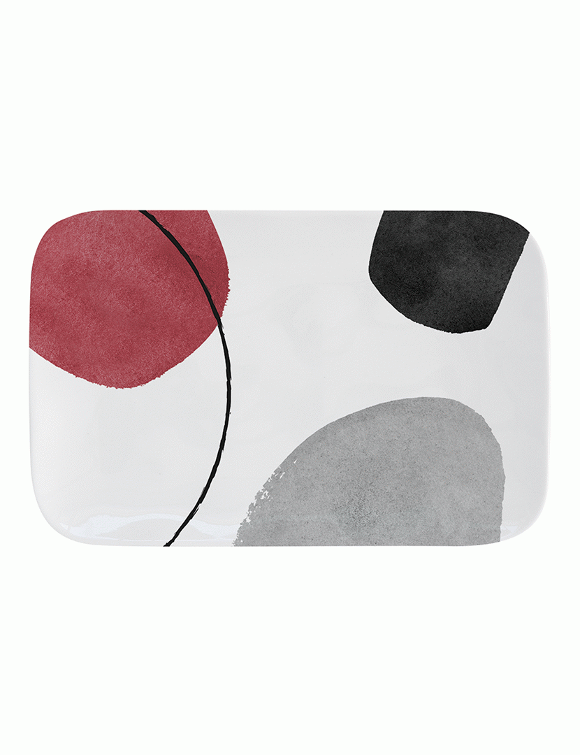 conjunto de 6 Pratos Retangulares Porcelana - 20x13cm ELEMENTS